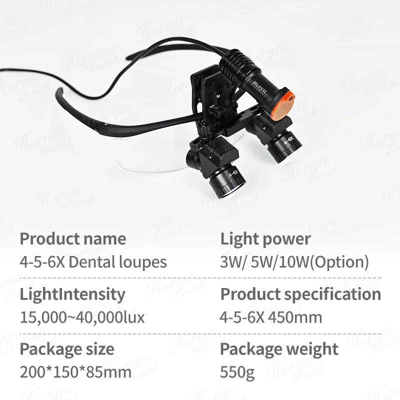 GG 4X 5X 6X Lab Surgerys Headlight 48 Angle Loupes with 5W LED Binocular Magnifier 300-600mm Interpupillary Distance Adjustable