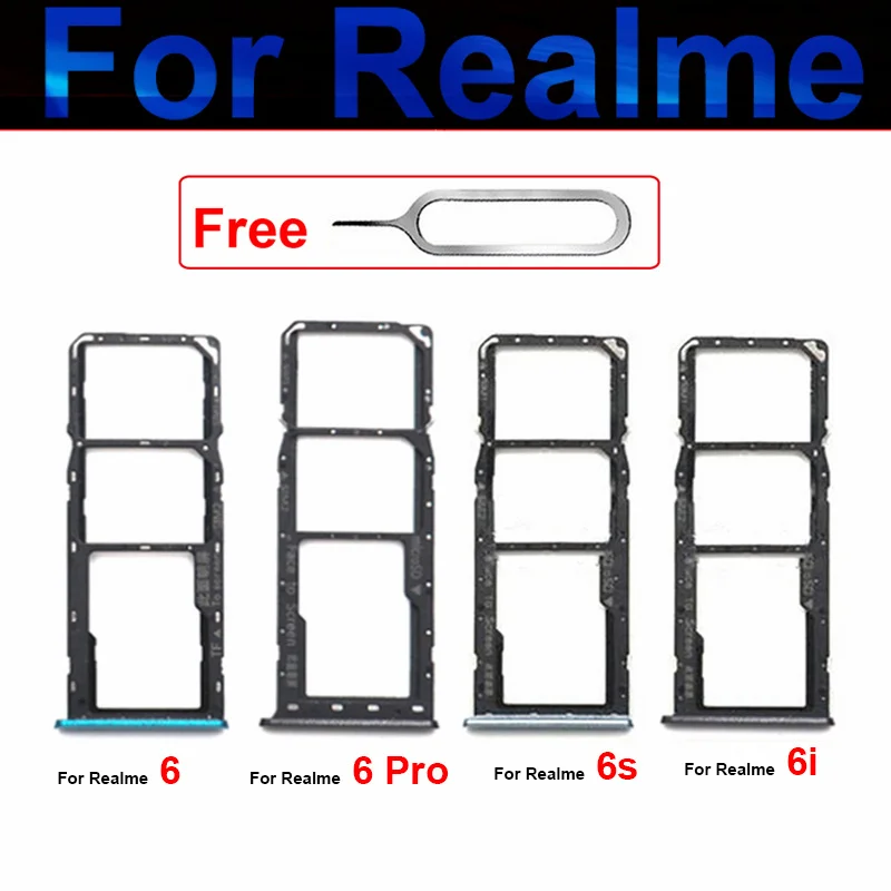 

SIM Card Tray For OPPO Realme 6 6Pro 6S 6i Global Verion Dual Sim Card Slot Tray Holder SD Card Reader Adapter Replacement Parts