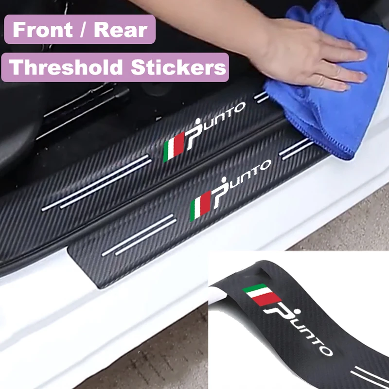 

Для Fiat PUNTO логотип автомобильные аксессуары порог багажника бампер анти царапины наклейки авто передний задний порог наклейки полоски