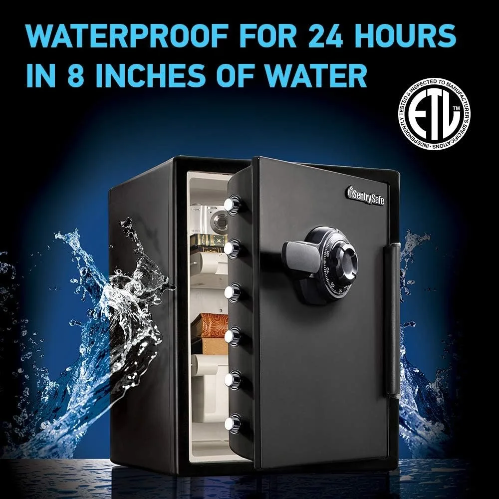 Black Fireproof Waterproof Floor Safe with Dial Combination Lock for Home or Office, 2.05 Cubic Feet, SFW205CWB