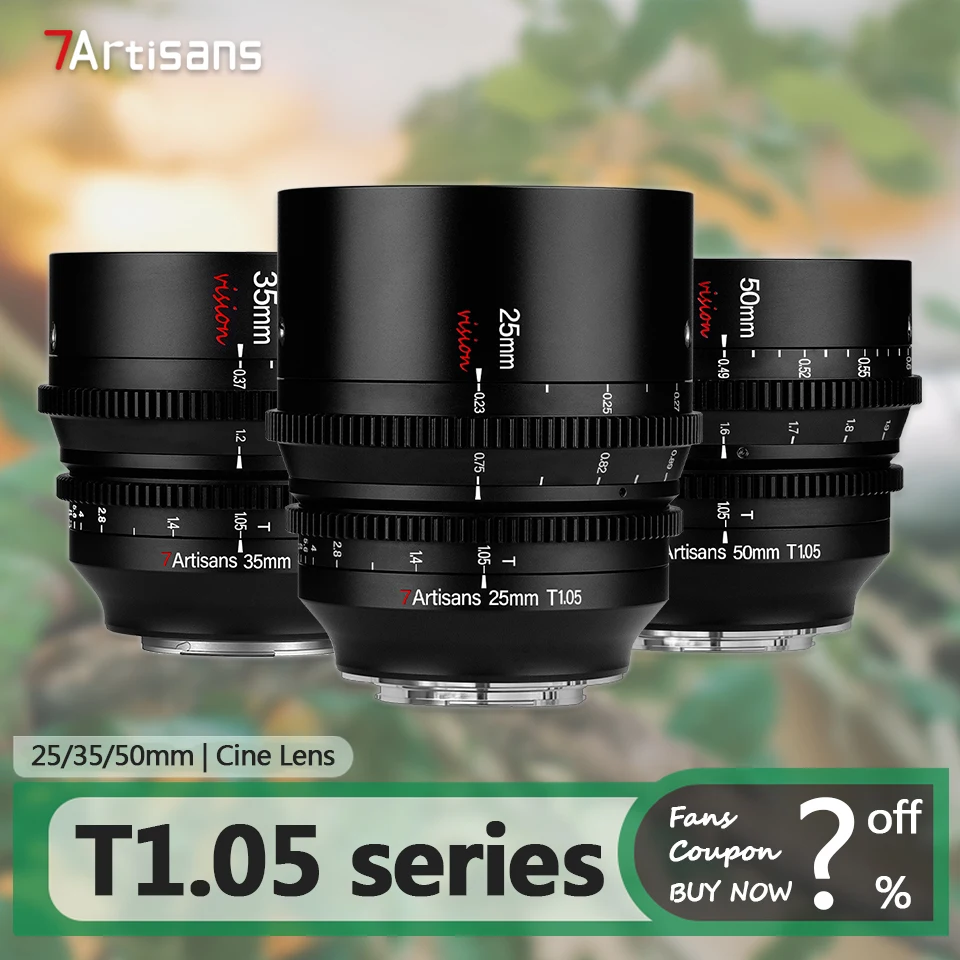 

7artisans 25mm 35mm 50mm T1.05 APS-C Frame Cine Lens for Camera Studio Photography with Sony E A6000 XT-100 Z RF M43 L Mount