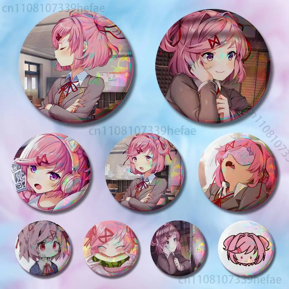 Cartoon Character Natsuki 32mm 58mm 75mm 44mm 25mm Anime Badges Brooches DIY Pins Decorations Birthday Valentine Gifts