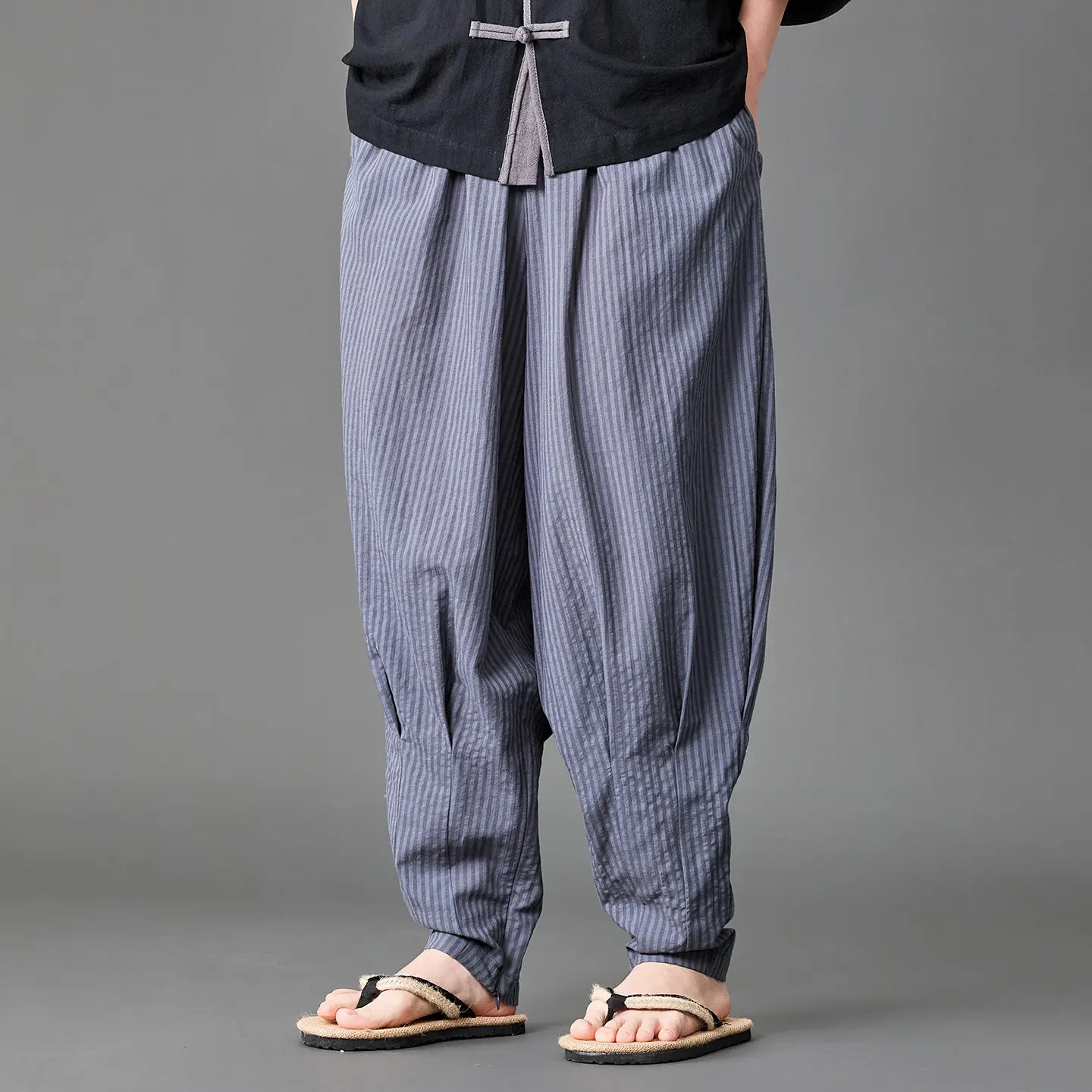 

Chinese Retro Striped Harem Pants Plus Size M-5XL Spring Summer Men's Casual Fashion Breathable Loose Oversize Trousers