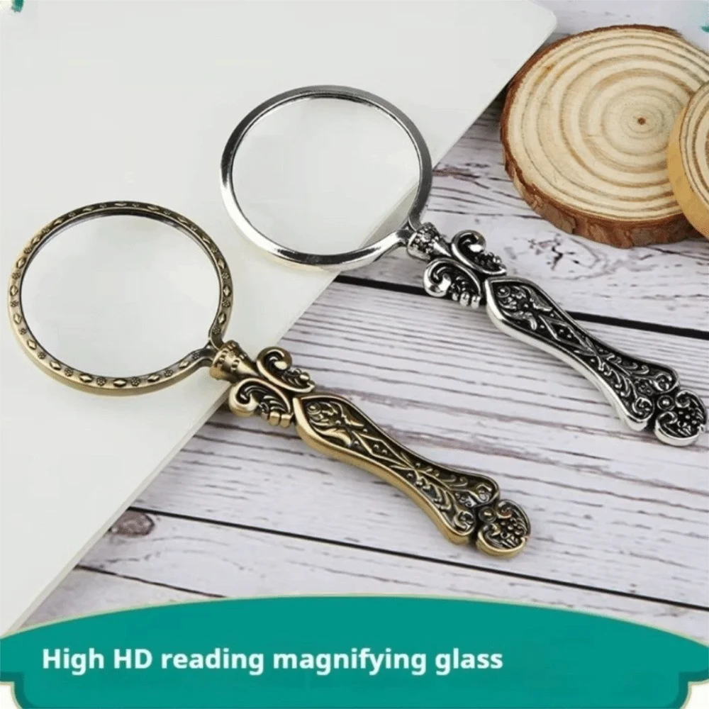 5X Magnification Magnifying Glass Portable Vintage Magnification Loupe Nonslip Handle Optical Lens Handheld Magnifier