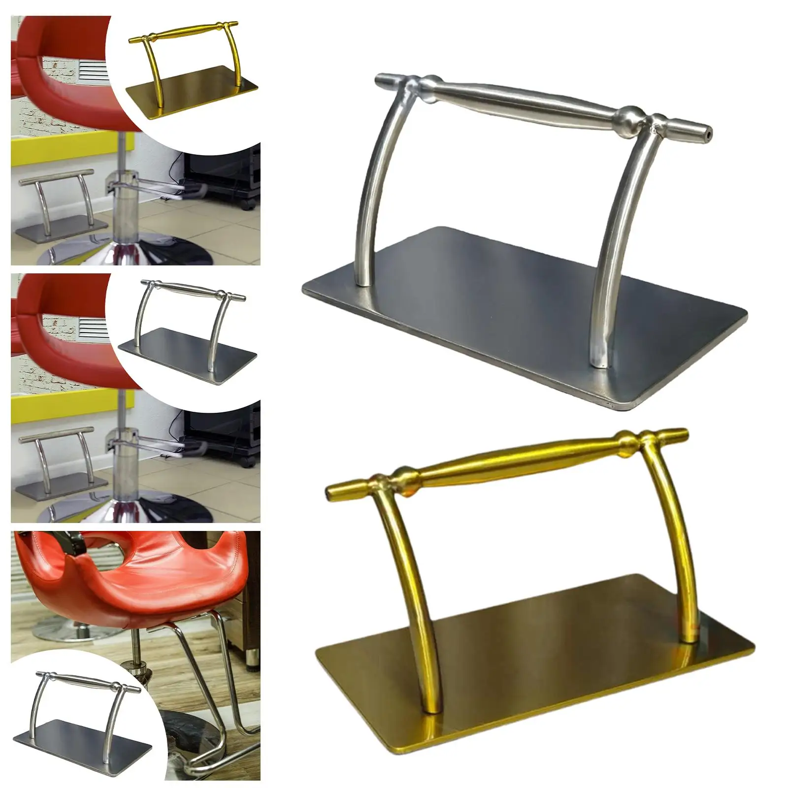 Descanso para os pés em aço inoxidável, acessório para cadeira de salão de beleza, confortável, móvel, pedal universal, encaixe para cabeleireiro