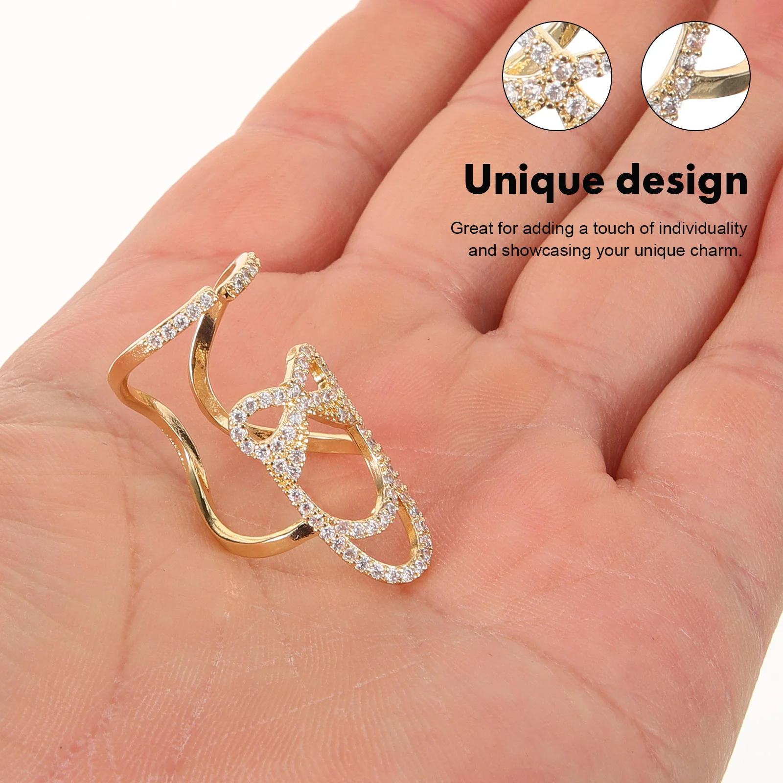 3 Pcs Wear Manicure Nail Charm Rings Jewelry Fingertip Fingernail Fake Nails Miss