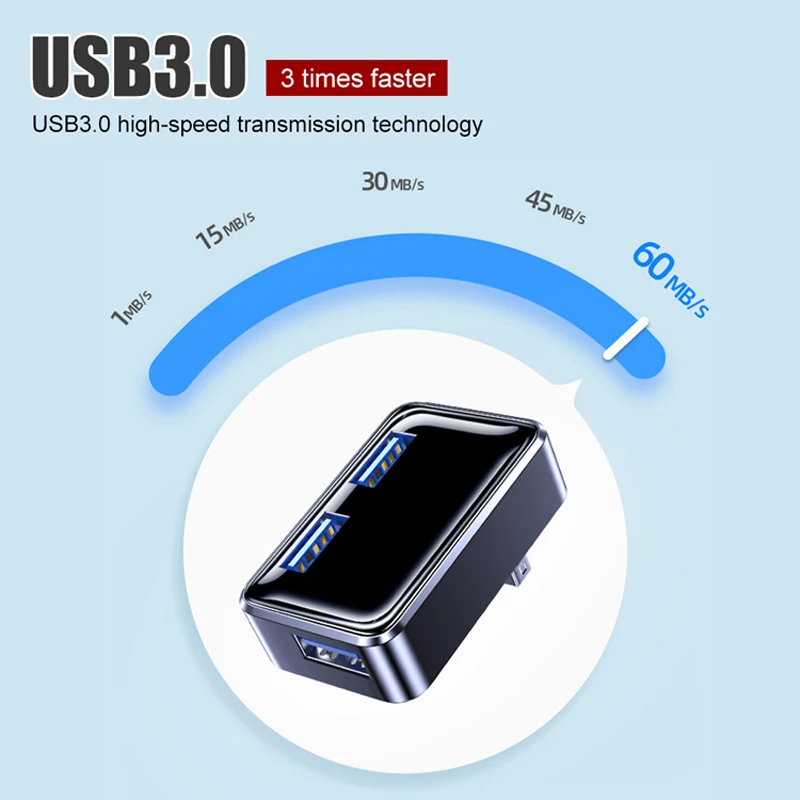 Car USB Hub 3.0 for 2023 Tesla Model 3 Y High Speed 3 Ports Mini Cube USB Docking Station for Glove Box USB Adapter Accessories