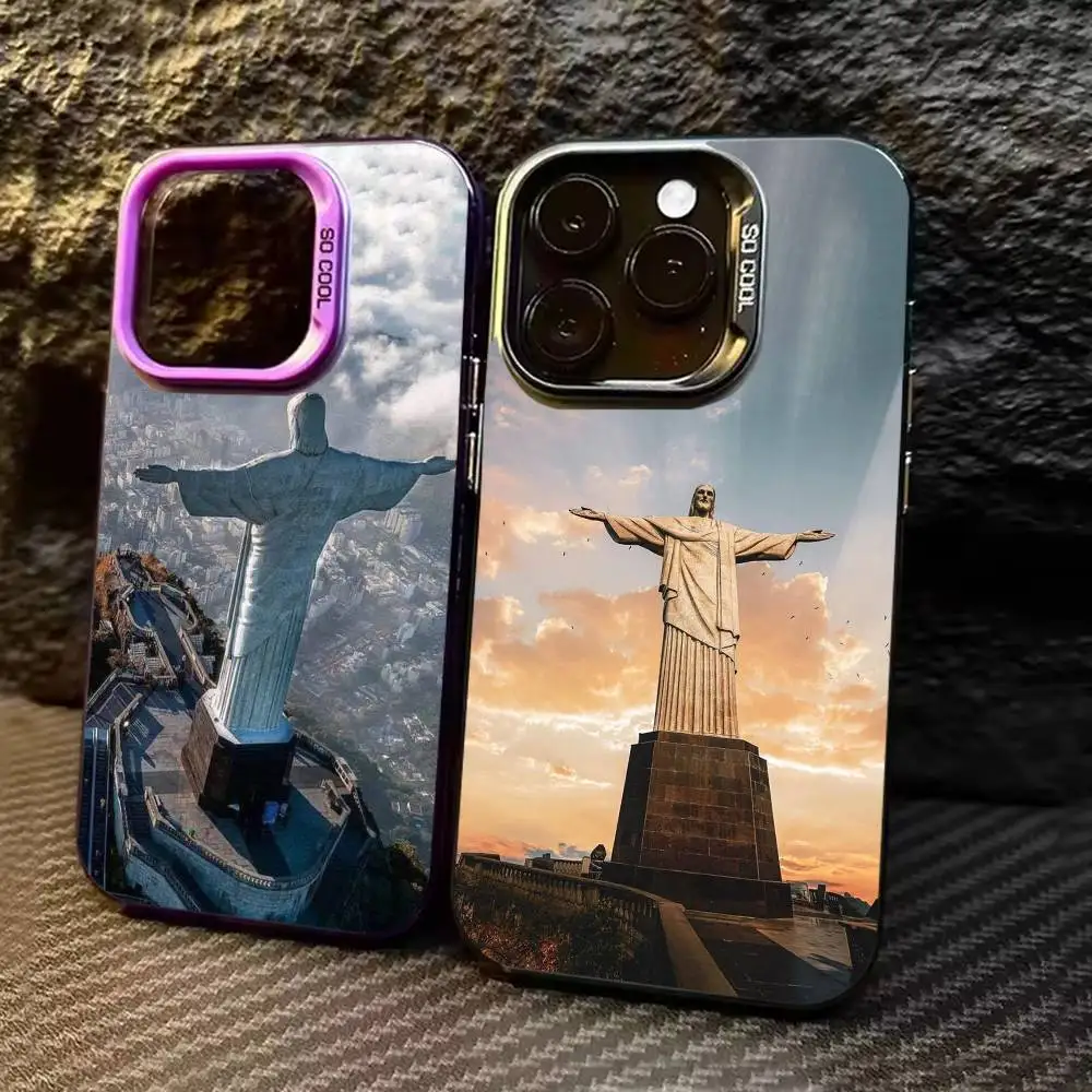 

Christ the Redeemer Phone Case For iPhone 17,16,15,14,13,12,11,Pro Max,Plus black Candy Silver Cover