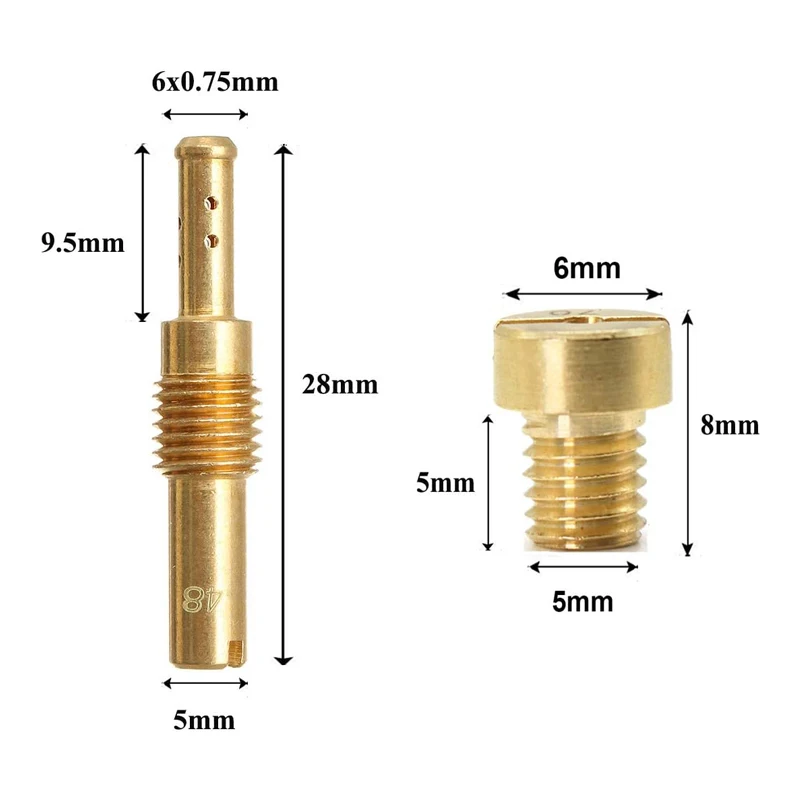 20/30PCS Carburetor Main Jets Slow Pilot Jets Injector Nozzle Set Universal For PWK CVK PE OKO KOSO 125cc 150cc 200cc 250cc GY6