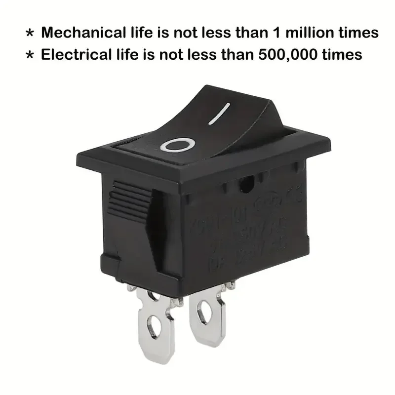 10/30/100 Pcs KCD1 Snap-in Boat Rocker Switch - SPST ON - OFF, 2/3/4 Pin, 250V 6A (AC)/125V 10A, 2P Toggle Power Snap Switch
