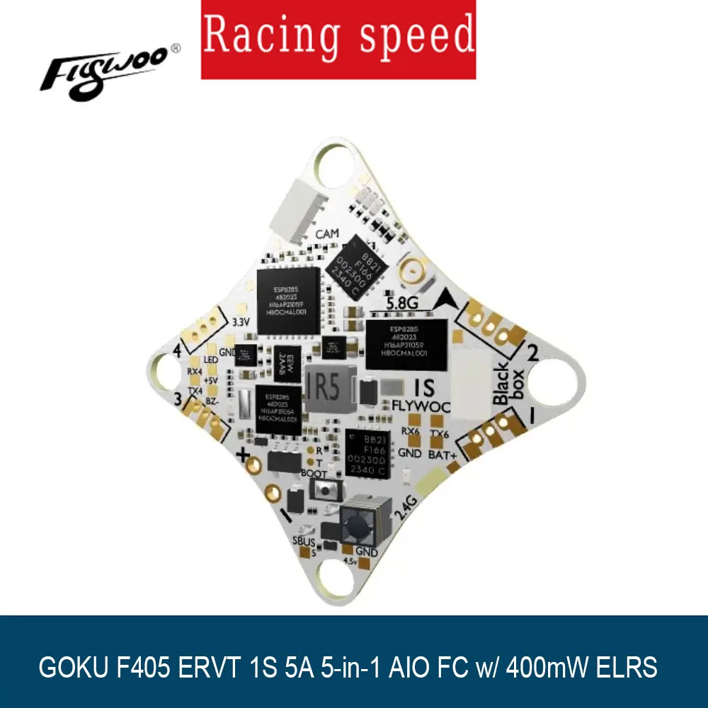 

Flywoo GOKU F405 ERVT 1S 5A AIO FC 5-в-1 с ELRS 400 МВт, гоночный дрон FC 1S, сверхнизкая задержка для FPV Acro