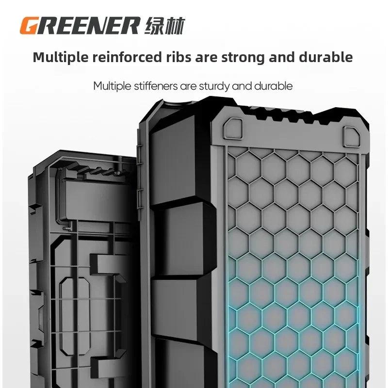 Professional Heavy Duty Green Toolbox with Foldable Three Layers and Multi-Purpose Carrying Handle