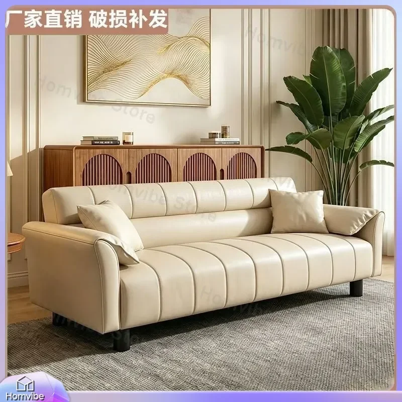 Multifunctional Folding Sofa Bed Simple Modern Leather Couch for Living Room Small Apartment Rental Space with Cat Scratching