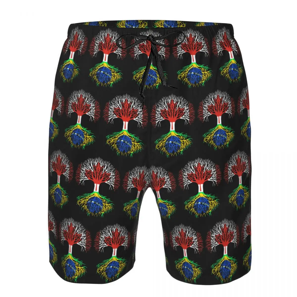 Canada Brazil Flag Tree Trunks Beach Board Shorts Casual Quick Dry Swimming Summer Men Pants