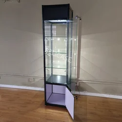 custom，Commercial Retail Store Tower 3 Tiers Glass Trophy Upright Showcase Boutique Lockable Corner Showcase Display Cabinet