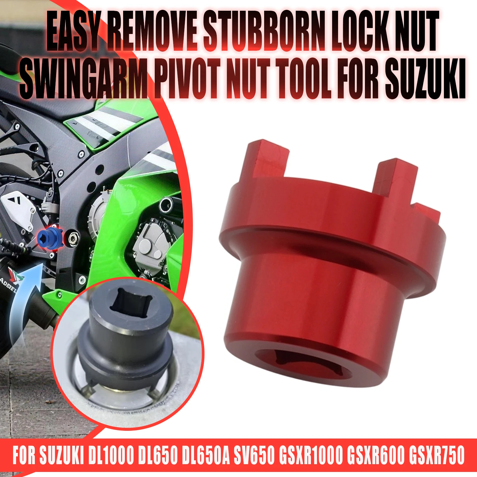For Suzuki DL1000 DL650 DL650A SV650 Kawasaki ZX 600 636 ZX6R/RR ZX10R ZX1400 Swingarm Pivot Nut Tool Remove Lock Nut Tools