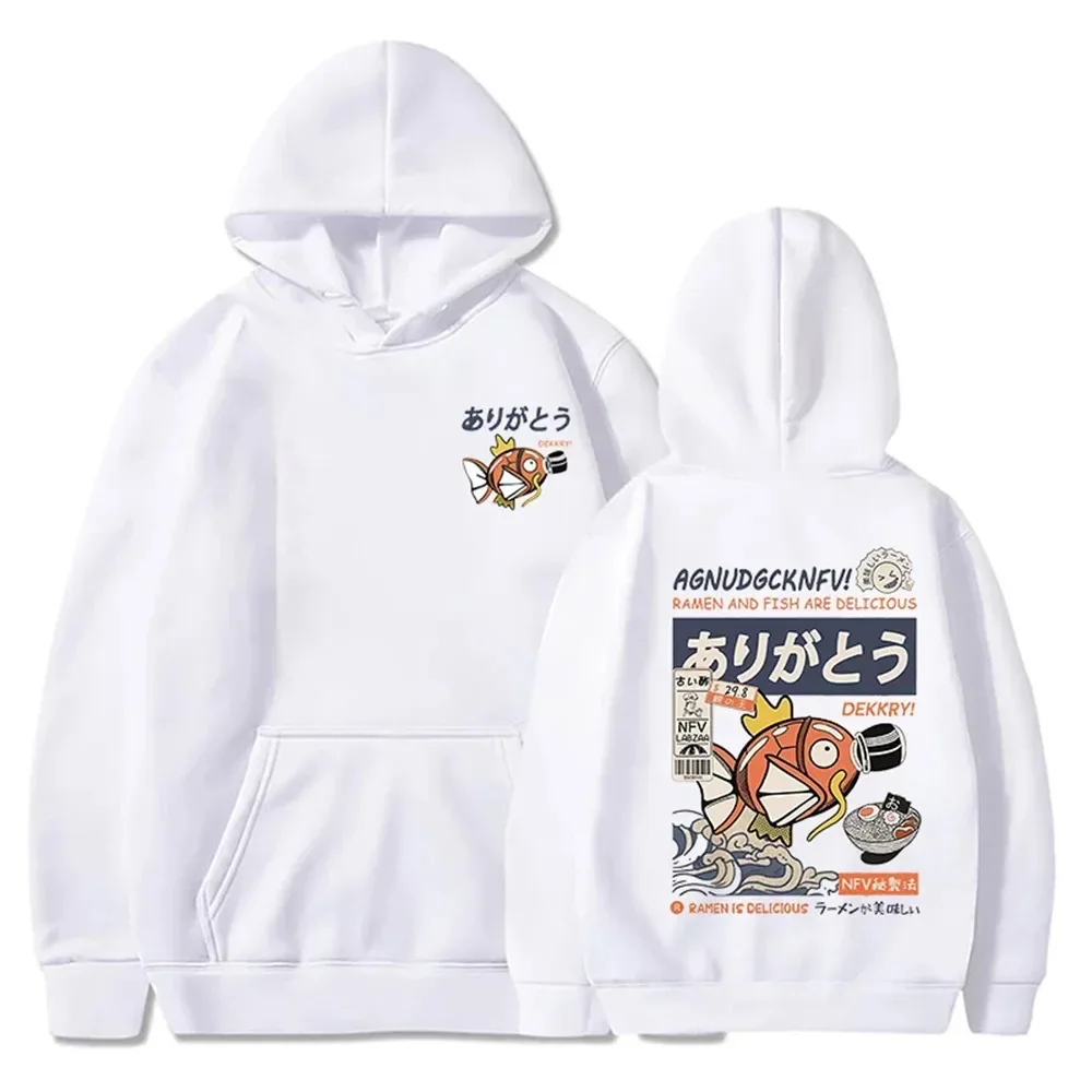 Anime Fish Graphic Hoodie Japanese Cartoon Men Women Cotton Casual Sweatshirt Man\'s Fashion Oversized Streetwear Hoodies