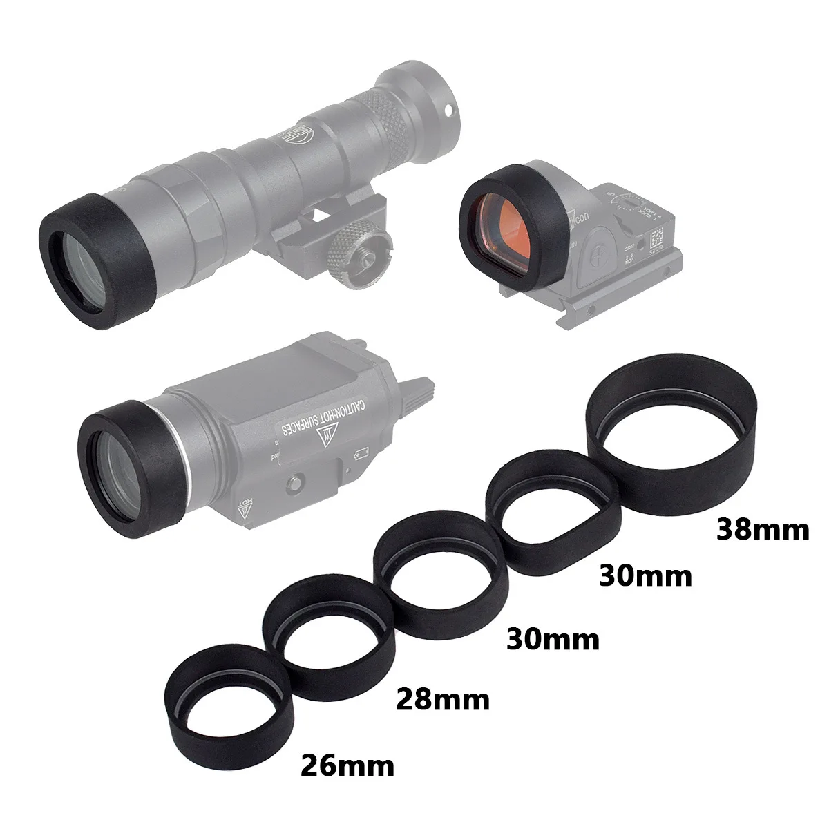 T1/M300/M600V/TLR-1/SRO/MRO مصباح يدوي درع 26 مللي متر/28 مللي متر مصباح يدوي/غطاء حماية نقطة حمراء