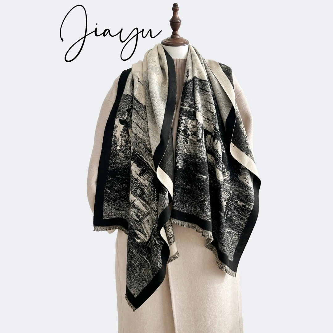 JIAYU 2025 зима-осень-весна шарфы женские платки женский дом шарф имитация кашемира пашмина шаль глушитель палантин