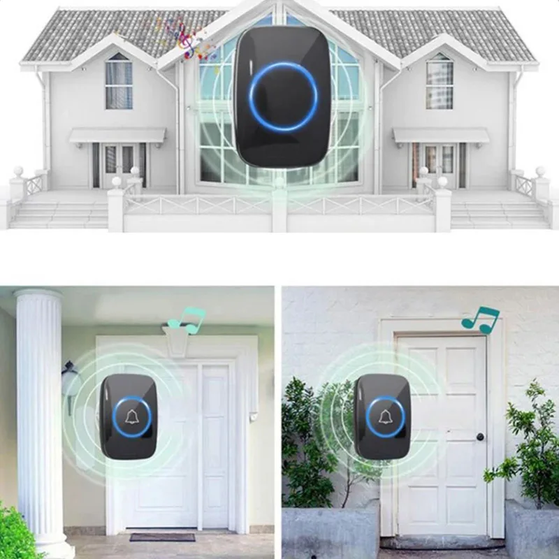 Home Intelligent Wireless Doorbell 300M EU Plug Waterproof Welcome SmartHome Long-range Pager Waterproof smart Door Bell Chime