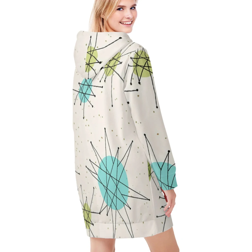 Iconic Atomic Starbursts bohemian style Casual hooded sweatshirt dress