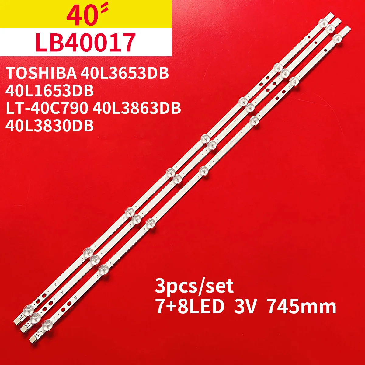 

Светодиодная лента для подсветки телевизора 17 dlb40vxr1 LB40017 V0 _ 05_38s Toshiba 40L3653DB 40L1653DB 40L3863DB 40L3830DB VES400UNDS-2D 3 шт./1 комплект