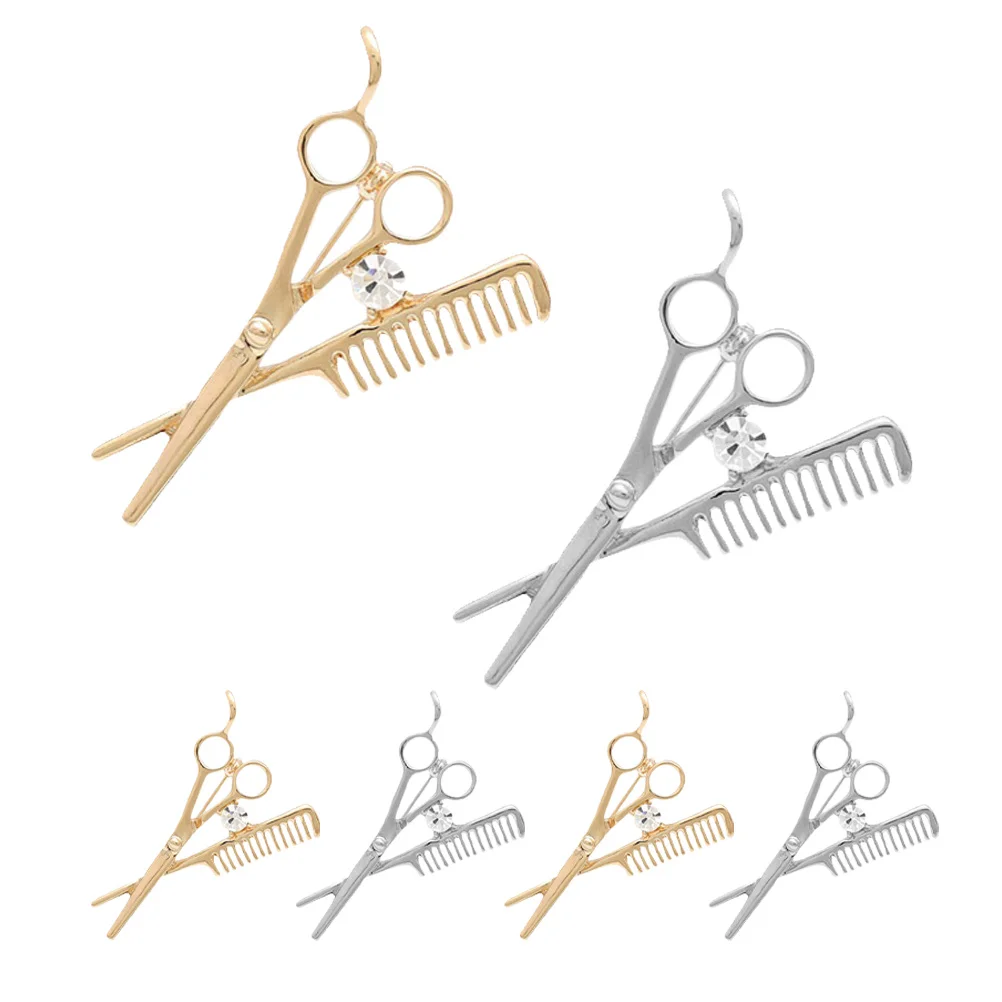 6 قطعة بروش الحلاق خمر حجر الراين مقص مشط تصميم التلبيب دبوس دعوى سترة طوق ديكور حفلة مأدبة هدية الإكسسوار