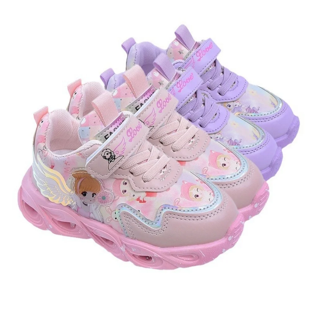 2026 Spring and Autumn New Girls' Shoes, Light up Sports Shoes, Leather Face, Baby Princess Shoes, Little Girls' Shoes, Casual S - view 6
