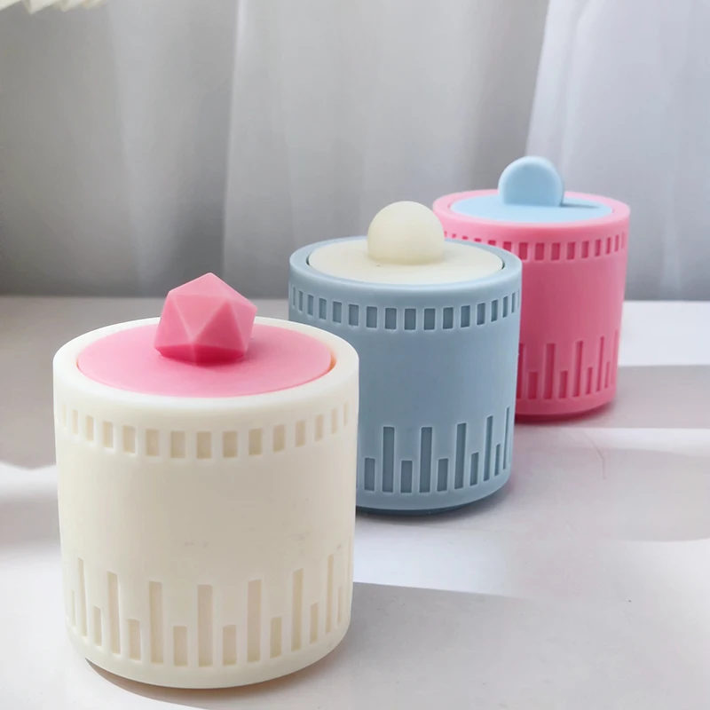 Newly designed candle cup mold, featuring self-made cement stripes, for concrete candle cups