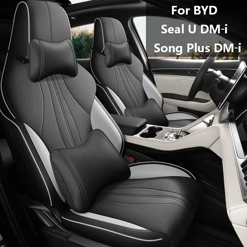 Custom 5‑Seat Full Wrapped PU Leather Car Seat Covers, Protective Cushion Set Compatible with BYD Seal U DM‑i Song Plus DM‑i