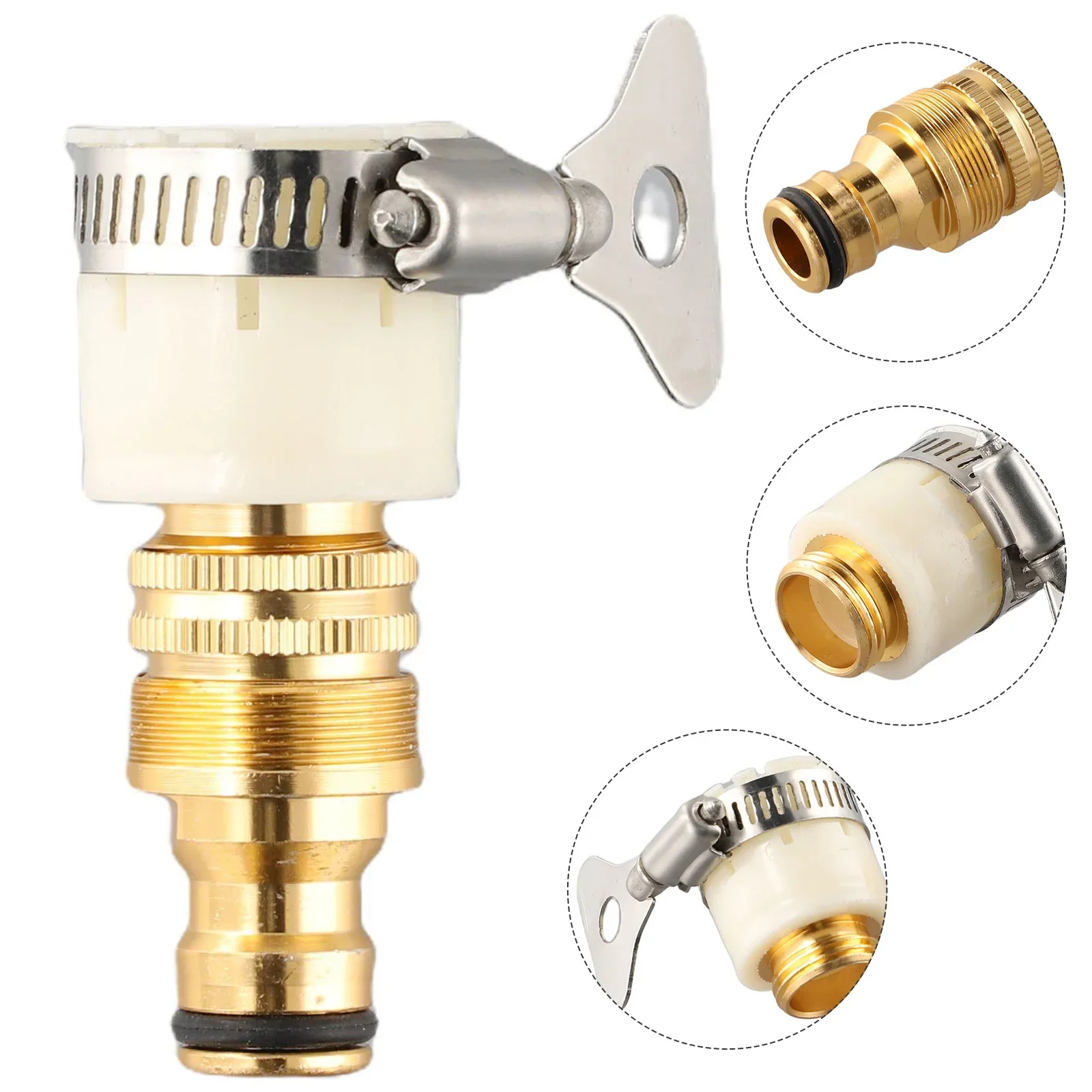 3-in-1 Multi-purpose Tap Connector 15mm To 23mm Garden Hose Adapter Aluminium Alloy Copper Plating Connector Garden Accessories