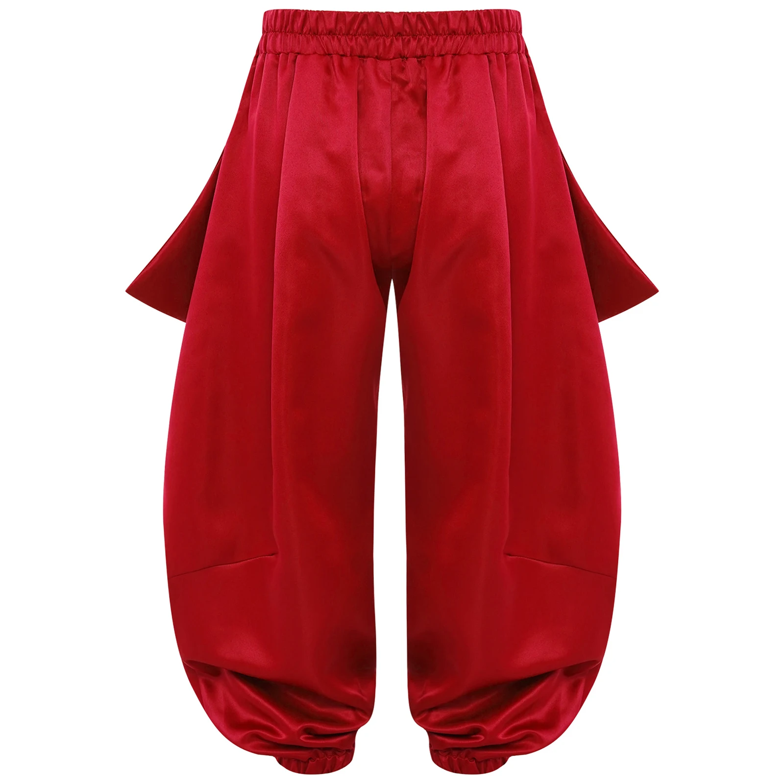 Pantaloni Harem per danza del ventre per ragazze per bambini Costume da ballo indiano Pantaloni con cintura semi elastica arricciata in tinta unita morbida per prestazioni