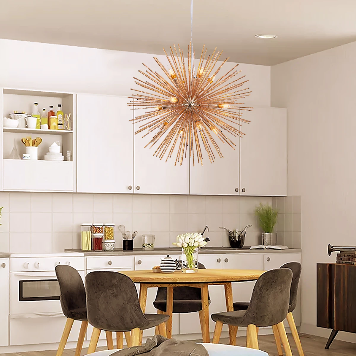 Firework Chandeliers Gold 12-Light Modern Rose Gold Pendant Light Fixture Dia29.5 Inch Chandelier Ceiling Lighting