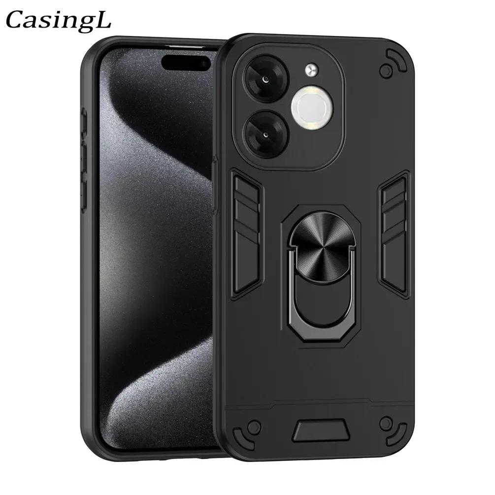 Shockproof Armor Case for itel A80 RS4 S24 S23 Plus Play Silicone Metal Ring Stand Phone Back Cover for itel S23Plus S23 A80 RS4