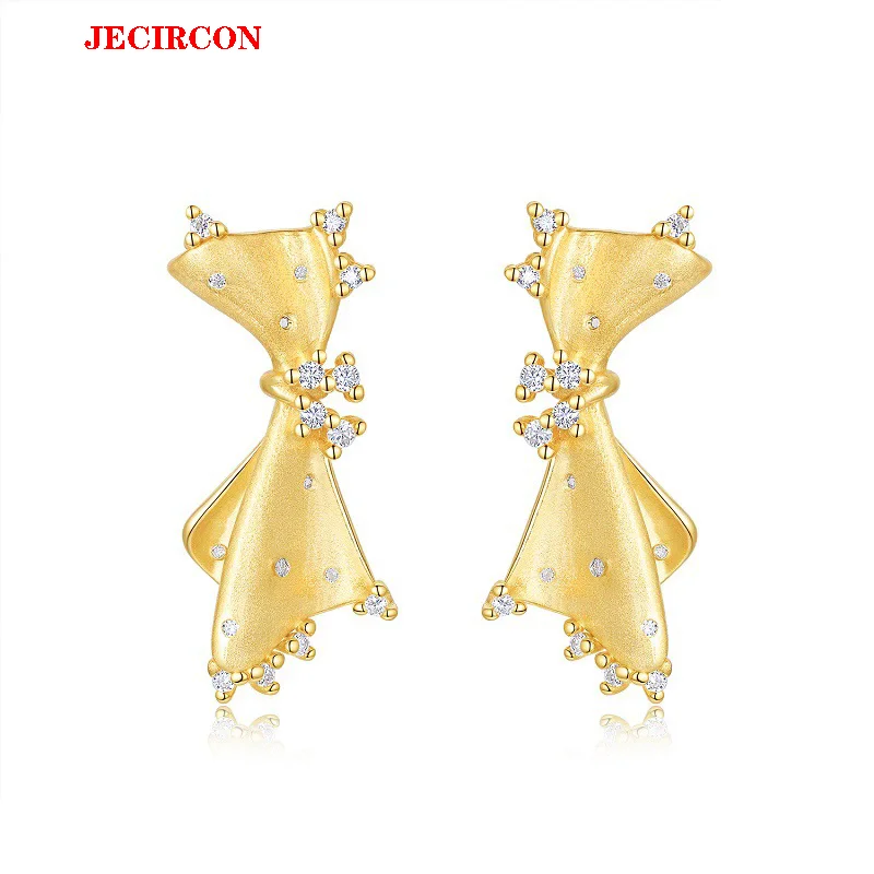 

JECIRCON Женские серьги из стерлингового серебра S925 в итальянском стиле, позолоченные шпильки с муассанитом в форме маленького платья, идеально подходят для вечеринок