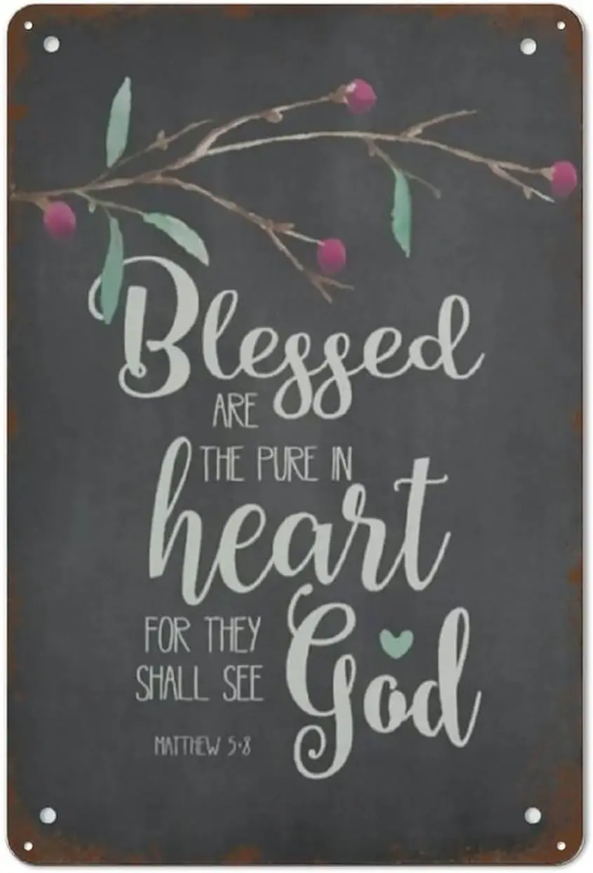 Vintage Metal Signs Blessed Are The Pure In Heart Christmas Sign Bible Verse Quote Vintage Wall Decor Tin Sign Funny Decora sign
