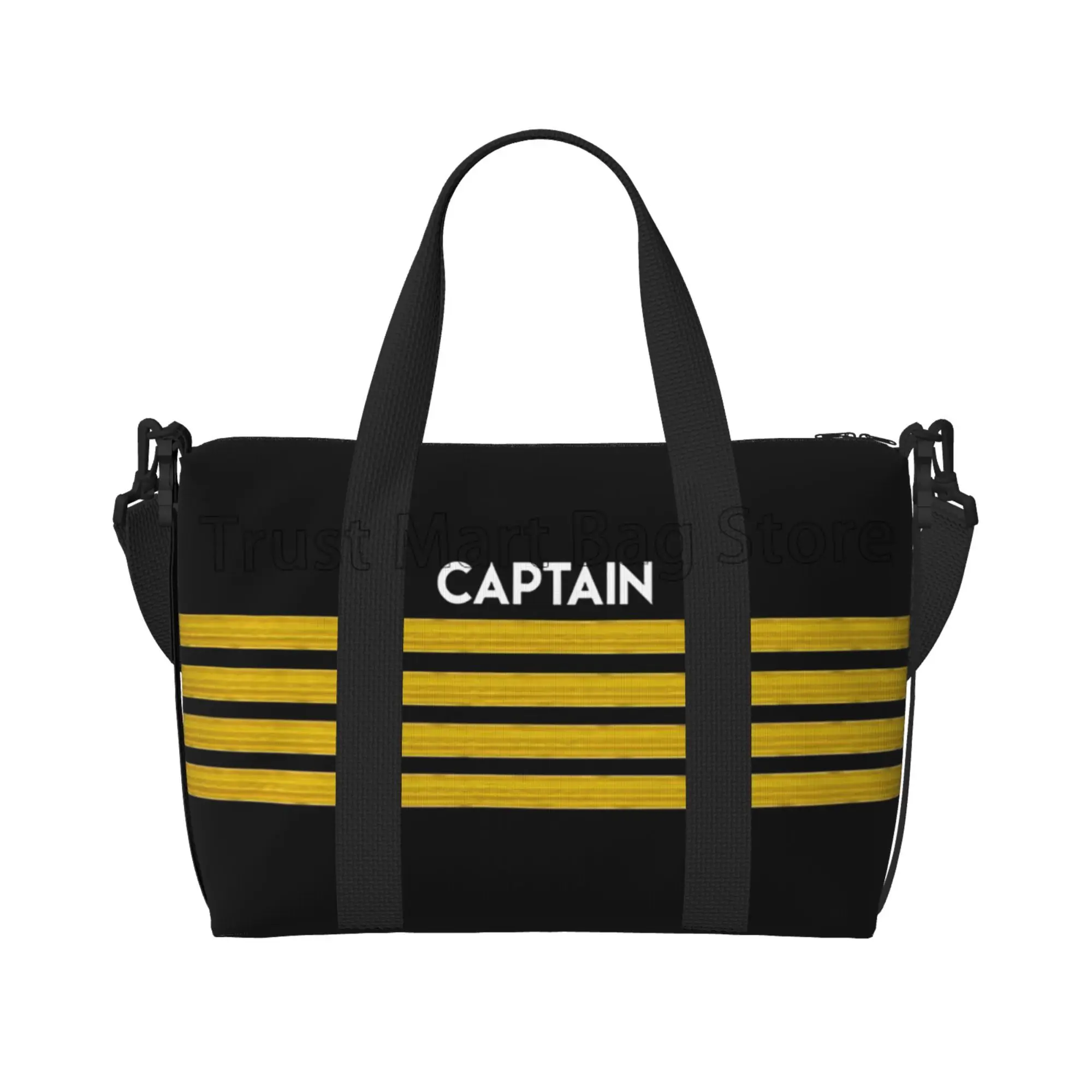 

Born To Fly Captain Stripes Duffel Bags Unisex Waterproof Sports Travel Luggage Handbag Portable Weekender Overnight Bag