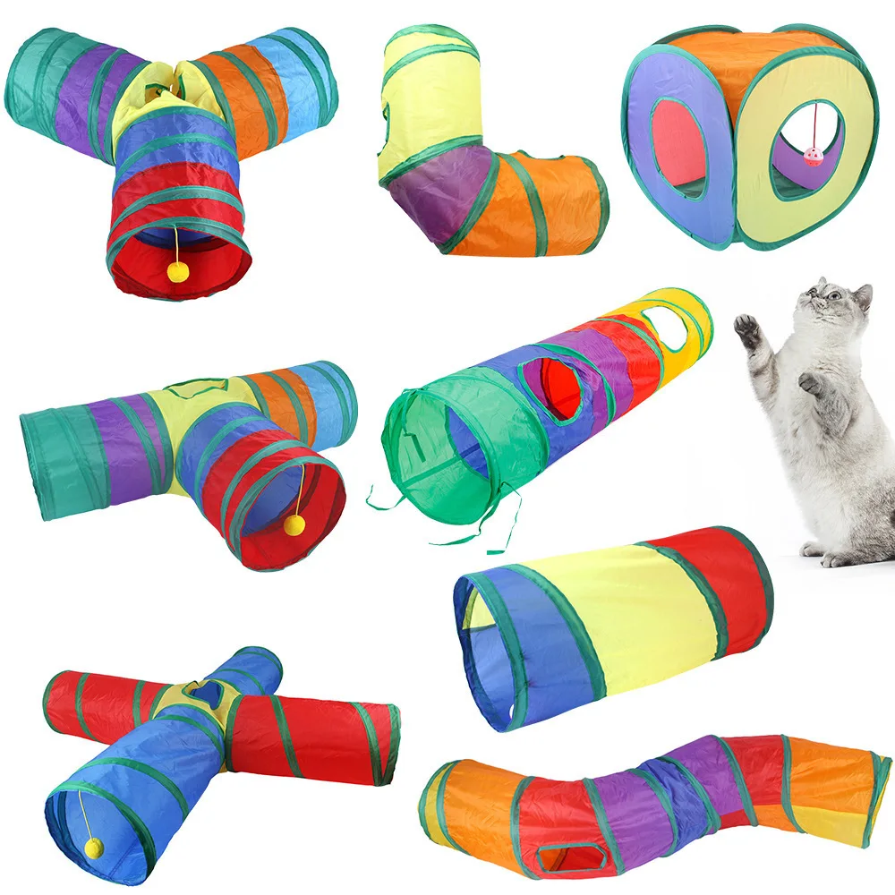 Cat Tunnel Foldable Pet Cat Toys Kitty Pet Training Interactive Fun Toy Cat Toy Breathable Drill Barrel for Indoor loud paper