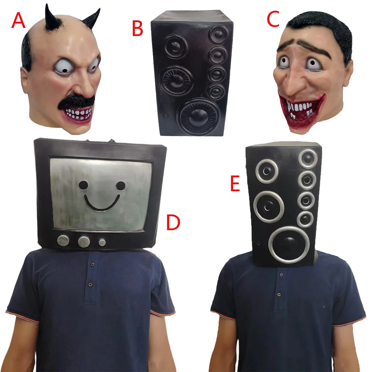 

Skibidi-Full Face Latex Mask, TV Man, Camcorderman, Horror Game, Halloween Party, Cosplay, Kids, Adult