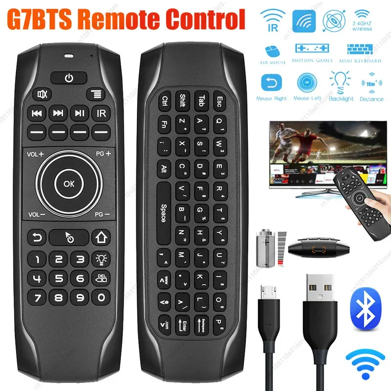 

G7BTS Bluetooth-пульт дистанционного управления с подсветкой и беспроводной клавиатурой — воздушная мышь с USB-зарядкой для Android TV Box