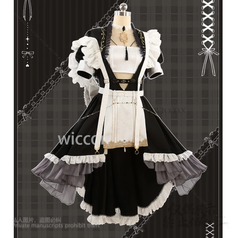 Game Nu: Carnival Rei, dulce y encantador vestido de sirvienta, traje, accesorios sexys, uniforme, disfraz de Cosplay de Anime, fiesta de Halloween personalizada