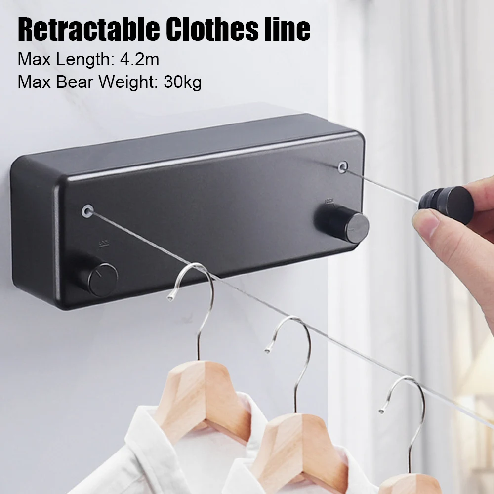 Double Layer Clothes Drying Rack Retractable Laundry Hanger 4.2m Clothesline Bathroom Accessories Stretchable Clothes Line