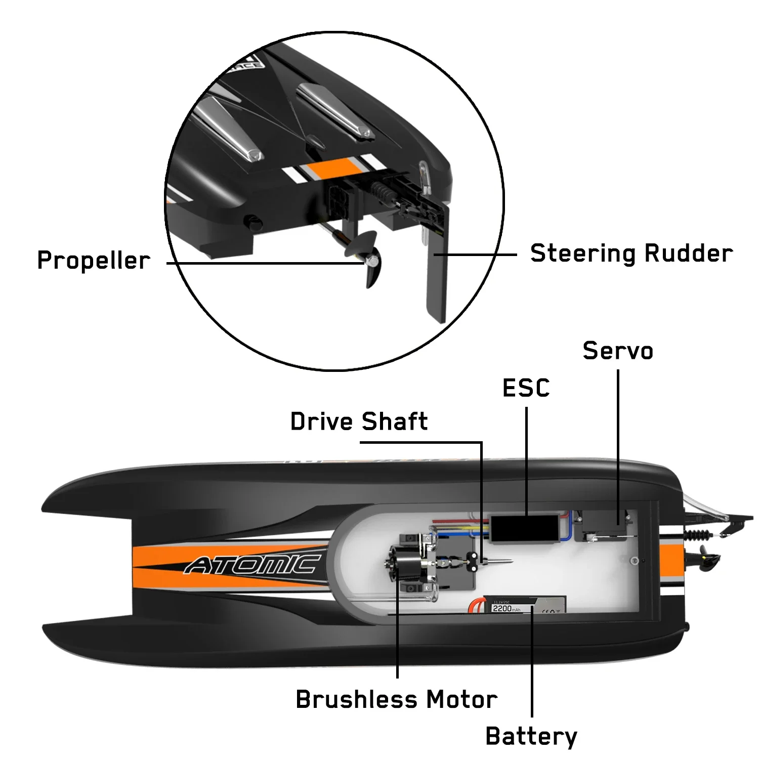 792-6 Łodzie zdalnie sterowane 60 km/h Moc turbojetu, silnik bezszczotkowy, długotrwała wytrzymałość, zamknięty wodoodporny, system chłodzenia Rc Jet Boat dla chłopca