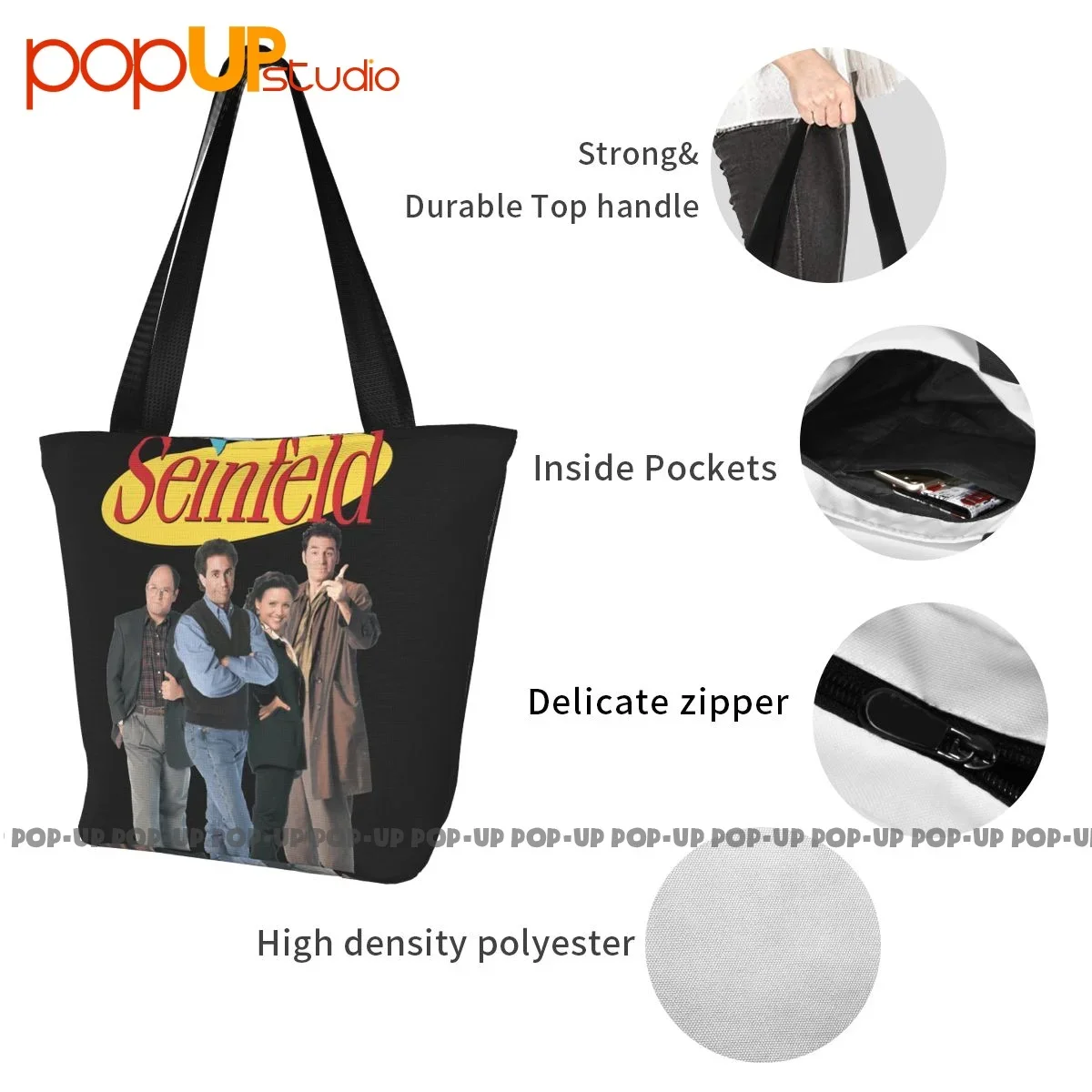 Seinfeld - Elaine Bolsas casuais, George e Kramer Shopping Bag, lancheira de grande capacidade