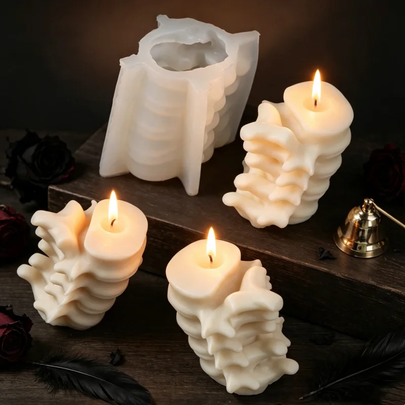 Huge Spine Candle Mold for Halloween Decor Premium Scented Candles 3D Broken Shell Egg Candle Silicon Mould Human Vertebrae Mold view 3