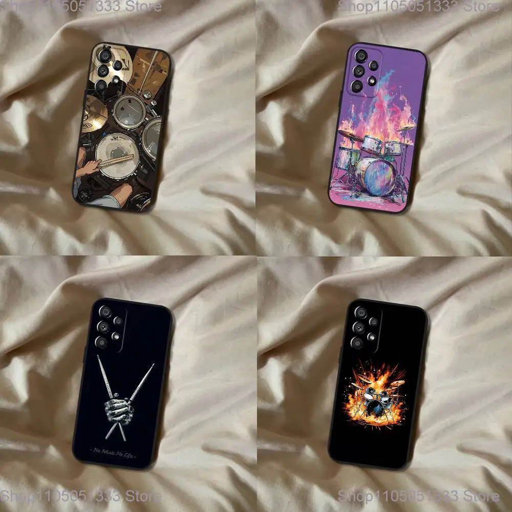 

Music Art Drum Drummer Phone Case For Samsung Galaxy A20,A21s,A22,A31,A32,A52,A53,A72,73,A80 Soft Black Cover