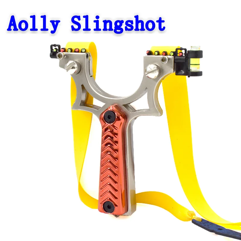 Alloy Slingshot Spring Clip Fast Pressure High Precision Professional Shooting Catapult with Flat Rubber Band and Level Aiming