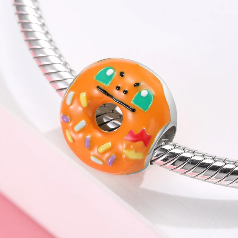 kataoka 925 Sterling Silver Tv Cat Pumpkin Pink Cake Pig Cartoon Diy Bracelet Beads Pendant Color Charms Fit Bracelets & Bangles