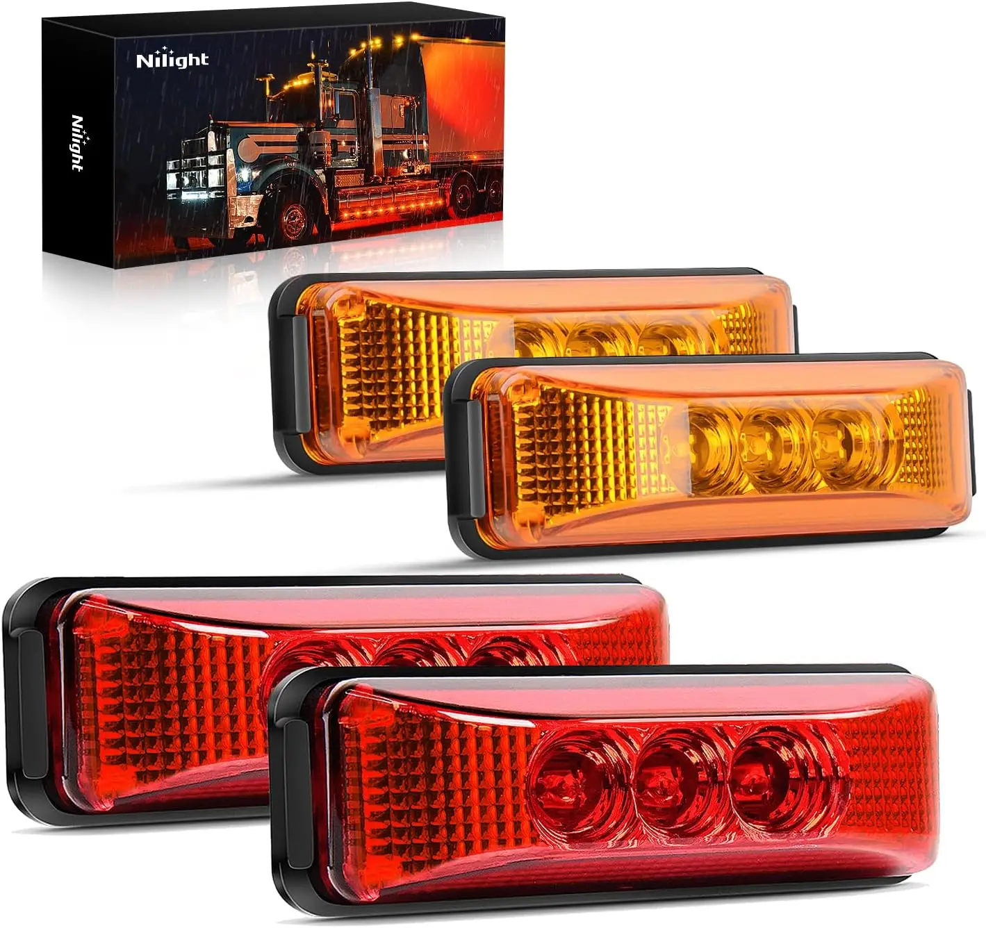 

Комплект из 4 светодиодных фонарей для грузовиков и прицепов, 3,9 дюйма, водонепроницаемые, янтарные/красные габаритные огни для переднего, заднего и бокового монтажа