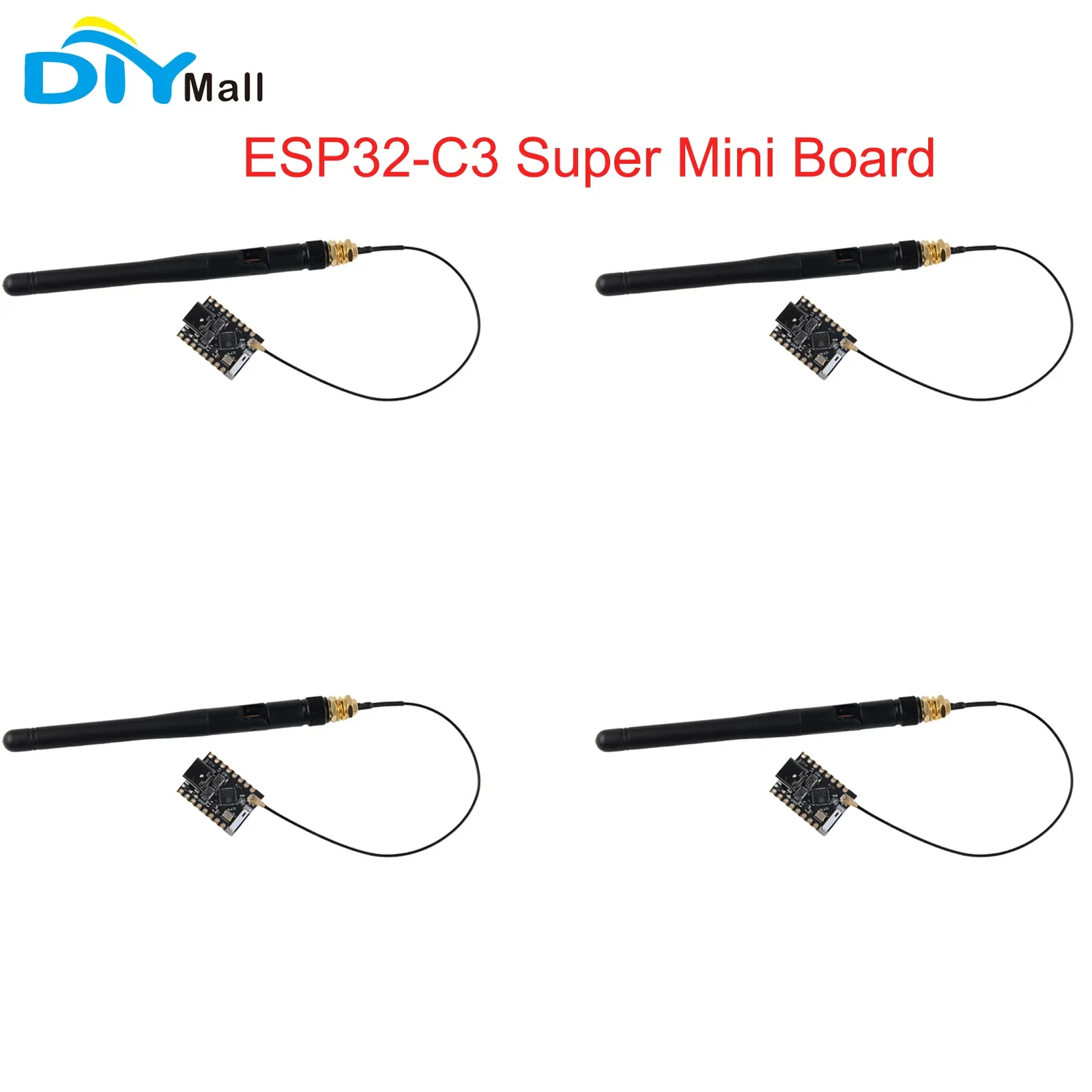 4 Uds ESP32-C3 Super Mini Wifi Placa de desarrollo de dientes azules con interfaz ESP32-C3_Mini_V1/2,4G antena de ganancia 3DBI